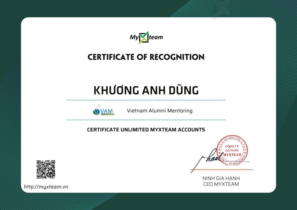 Chứng nhận tài trợ - Khương Anh Dũng