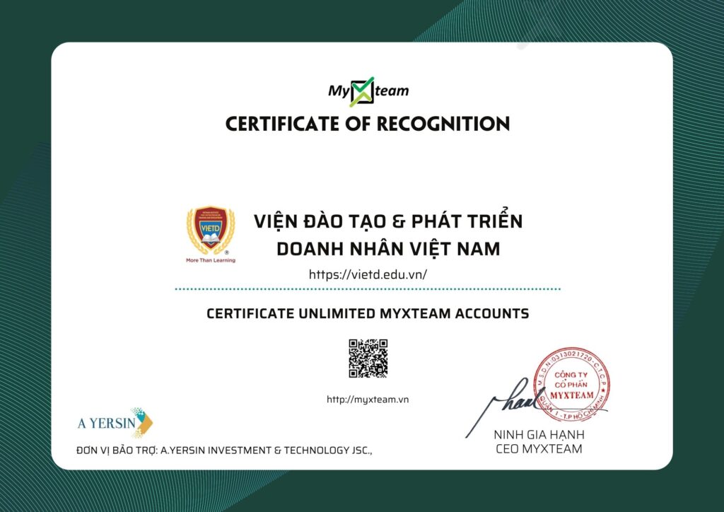 Chứng nhận tài trợ - Viện Đào Tạo Phát Triển