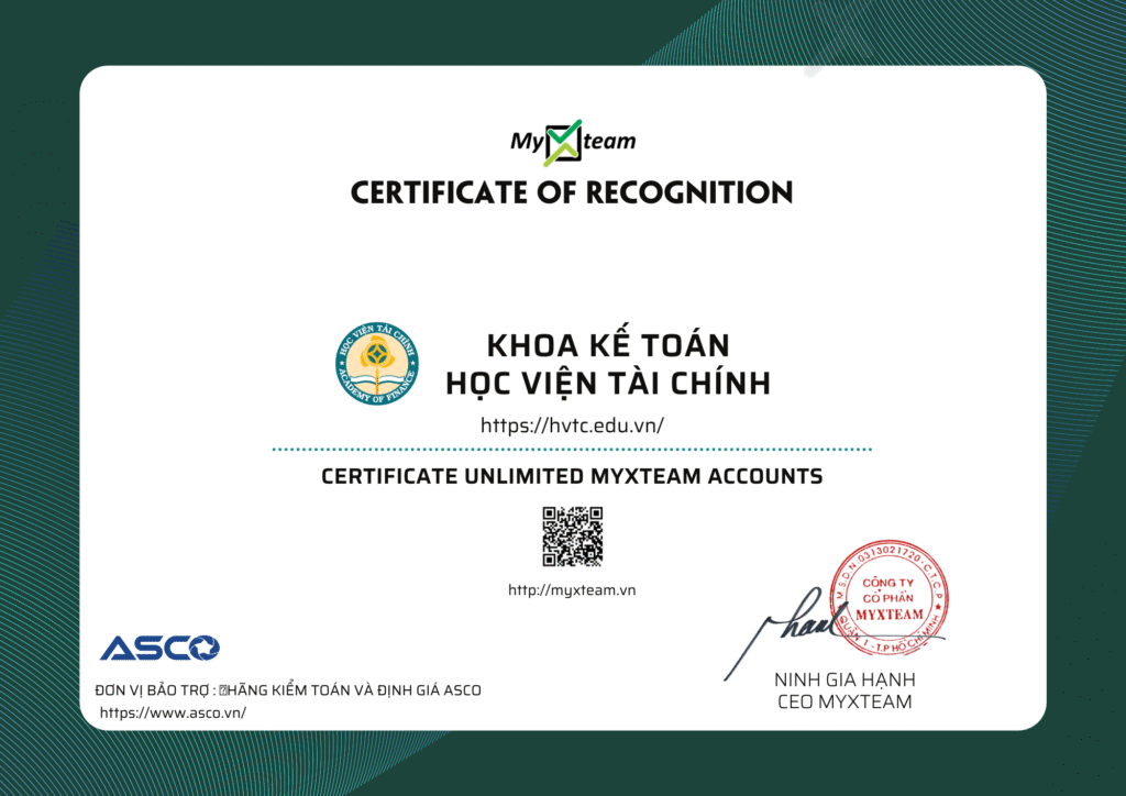 Chứng nhận tài trợ - Khoá kế toán tài chính